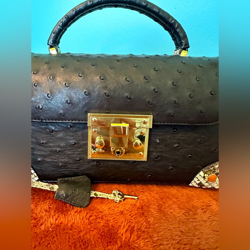 Ostrich leather bag.